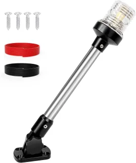 12 Inches Stern Light Boat Anchor Light LED, Marine Navigation Lgihts Waterproof IP67, 3 Nautical Mile Visibility White Fold Down Boat Lights for Pontoon, Jon Boats, Small Boats (12~24V)