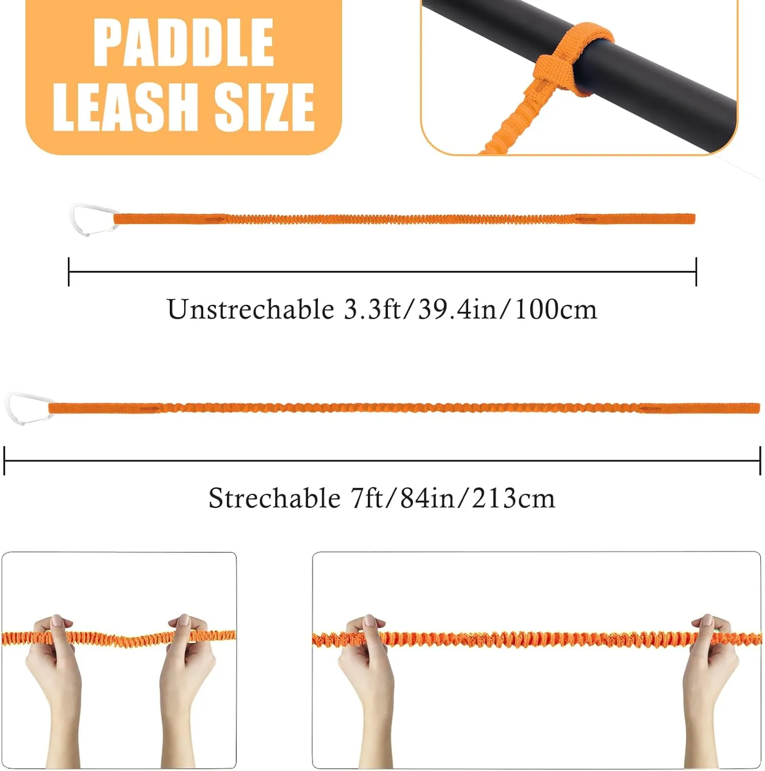 1/2/4 Pack Kayak Paddle Board Tether Leash Stretchable Strap Lanyard Rope, 3.3-7 Feet with Carabiner for SUP Kayaking Boating Canoeing Fishing Pole Rod or Other Gear