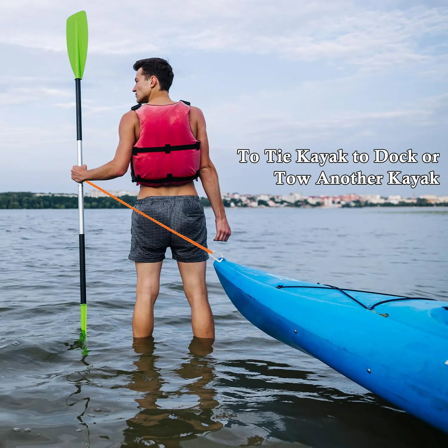 1/2/4 Pack Kayak Paddle Board Tether Leash Stretchable Strap Lanyard Rope, 3.3-7 Feet with Carabiner for SUP Kayaking Boating Canoeing Fishing Pole Rod or Other Gear