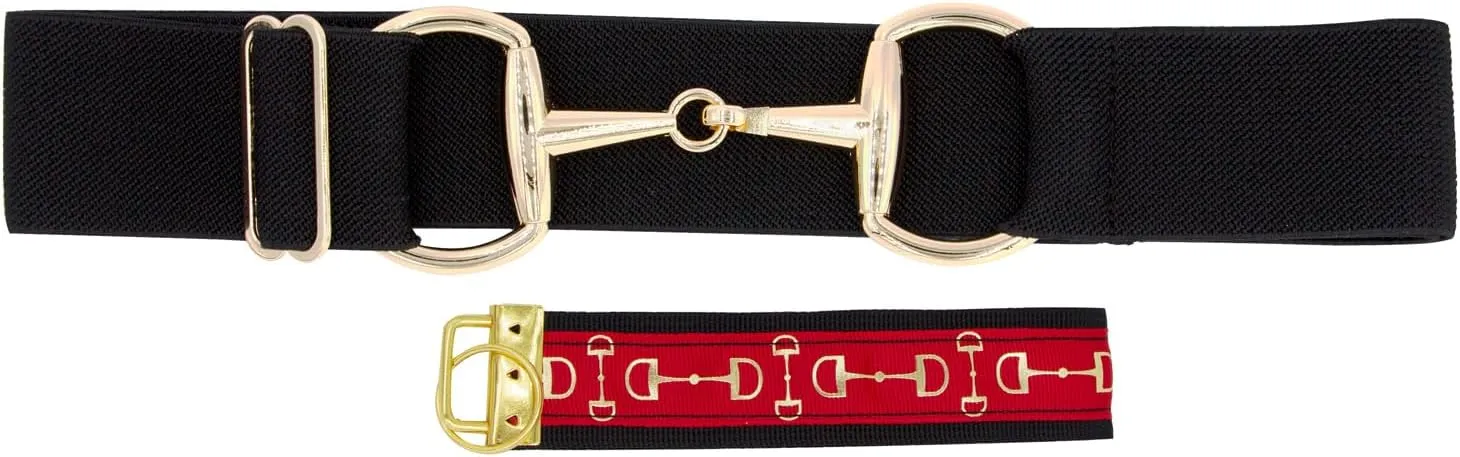1.5-inch Elastic Equestrian Belt Bit Buckle Leather Key Strap for Horseback Riding Equestrian Sports