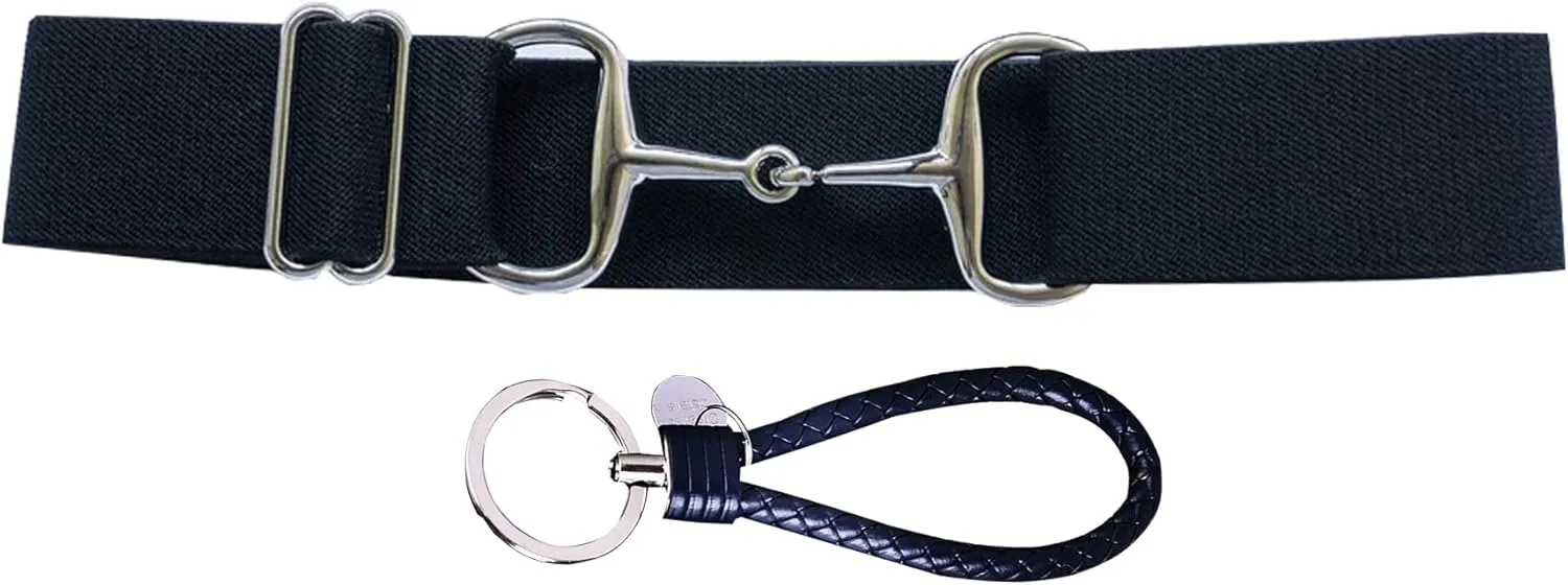 1.5-inch Elastic Equestrian Belt Bit Buckle Leather Key Strap for Horseback Riding Equestrian Sports
