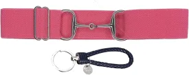 1.5-inch Elastic Equestrian Belt Bit Buckle Leather Key Strap for Horseback Riding Equestrian Sports