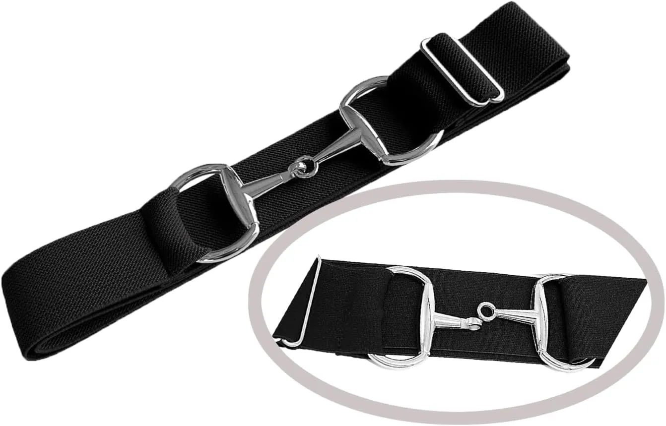 1.5-inch Elastic Equestrian Belt Bit Buckle Leather Key Strap for Horseback Riding Equestrian Sports
