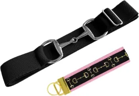 1.5-inch Elastic Equestrian Belt Bit Buckle Leather Key Strap for Horseback Riding Equestrian Sports
