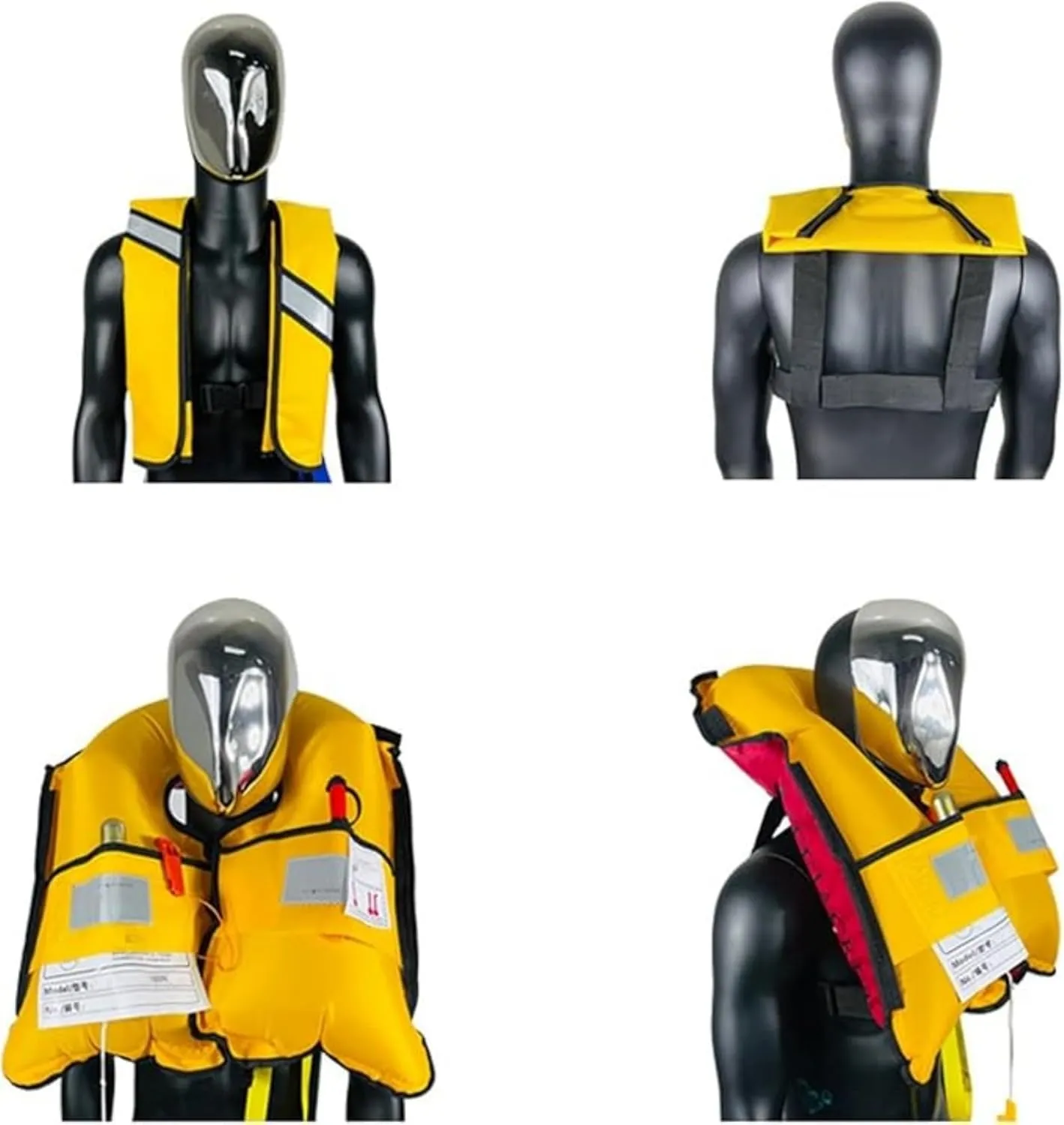 150N Automatic Inflatable Life Jacket  Adjustable Nylon Swim Vest with CO2 Inflation, Reflective Strips & Safety Buckle
