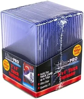2 Ultra Pro 100pt Top Loaders - 25 100 Pt Toploaders Per Pack (50 Total) - Thick Baseball, Football, Basketball, Hockey, Gaming
