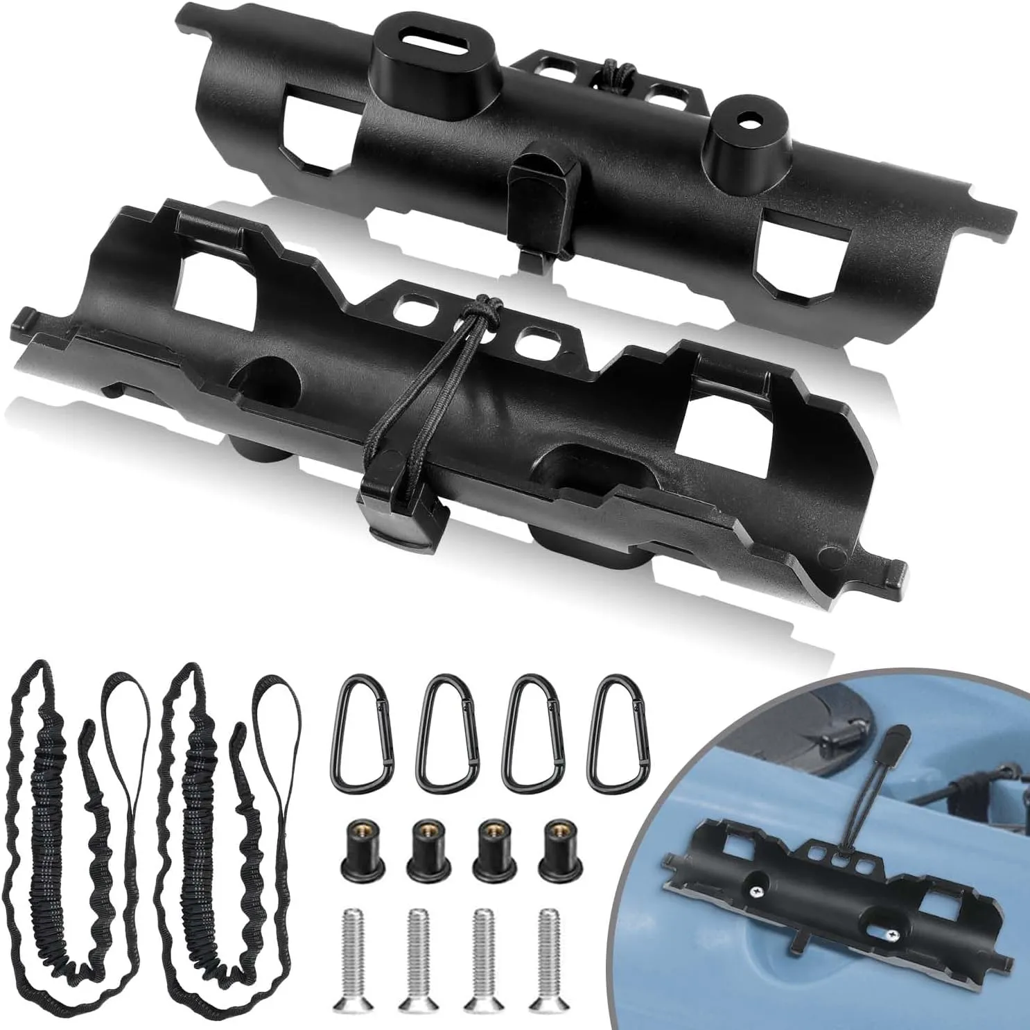 2PCS Kayak Paddle Holder, Coming with Locking Kits & Hardware & Adjustable Kayak Paddle Leashes