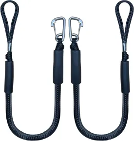 4 Feet Bungee Dock Line Mooring Rope 2-Pack for Docking with Stainless Steel Clip Accessories for Boats PWC, Built in Snubber, Kayak, Watercraft,SeaDoo,Jet Ski, Pontoon, Canoe, Power Boat