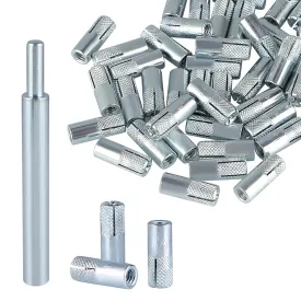 50 Pcs Drop in Anchors with 1 Pcs Hand Setting Tool, 1/4"-20 Female Thread Expansion Anchors for Concrete