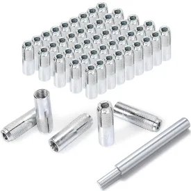 (50pcs) 1/2"-13 Drop-in Anchor,Premium Zinc Plated Knurled Carbon Steel Concrete Drop-in-Anchor Assortment, Internal Forced Expansion Screw Bolts for Solid Concrete