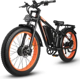 52V 32AH Fat Tire E-Bike for Adults: Dual 2000W Motors, 3000W Peak Power! Full Suspension High Speed Electric Bicycle, Reaching 35MPH Hunting ebike