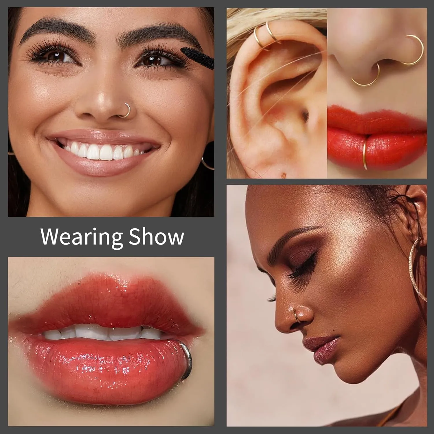 8Pcs Nose Ring Hoop & Hinged Clicker Septum Rings [16G/18G/20G]Hoop Helix Cartilage Daith Tragus Sleeper Earrings For Women Men