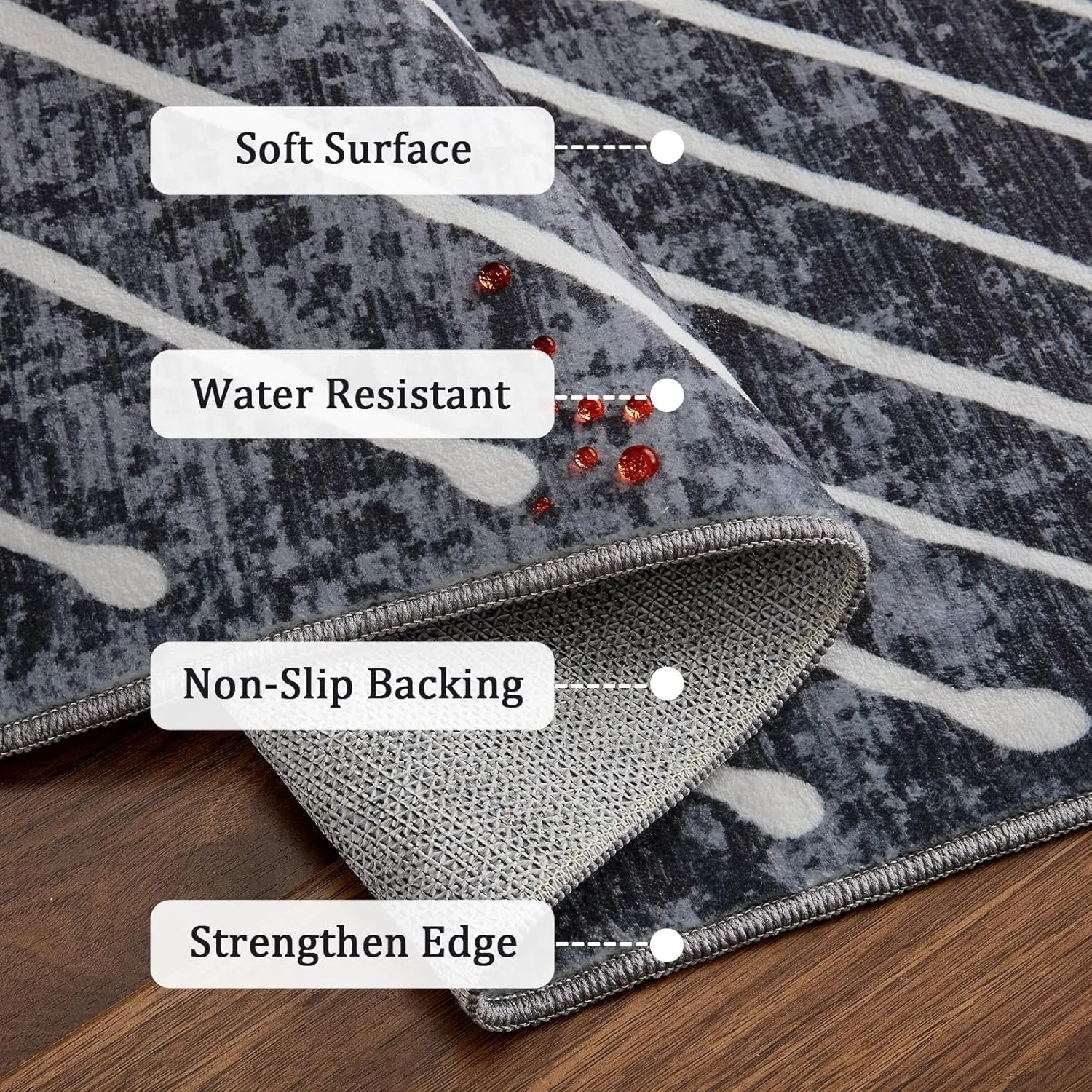8x10 Area Rug for Living Room Washable Rug Non Slip Large Bedroom Stain Resistant Dining Room Throw Rug Contemporary Accent Carpet Ultra Soft Modern Carpet for Home Decor Office, Dark Grey