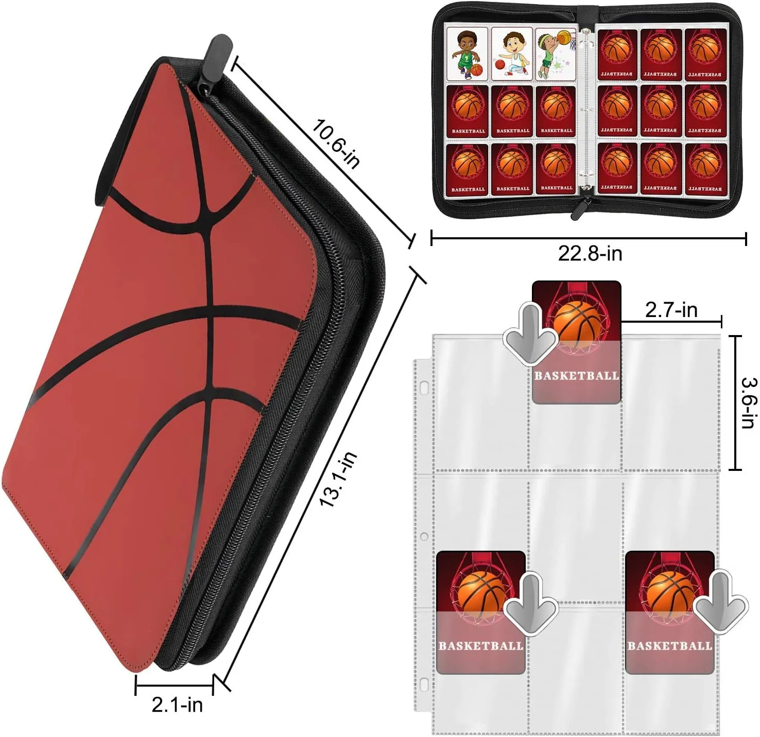900 Pockets Basketball Card Binder Sleeves for Trading Cards, Carrying Case with Basketball Card Sleeves Album Holder Protectors for Football Baseball Sports Cards