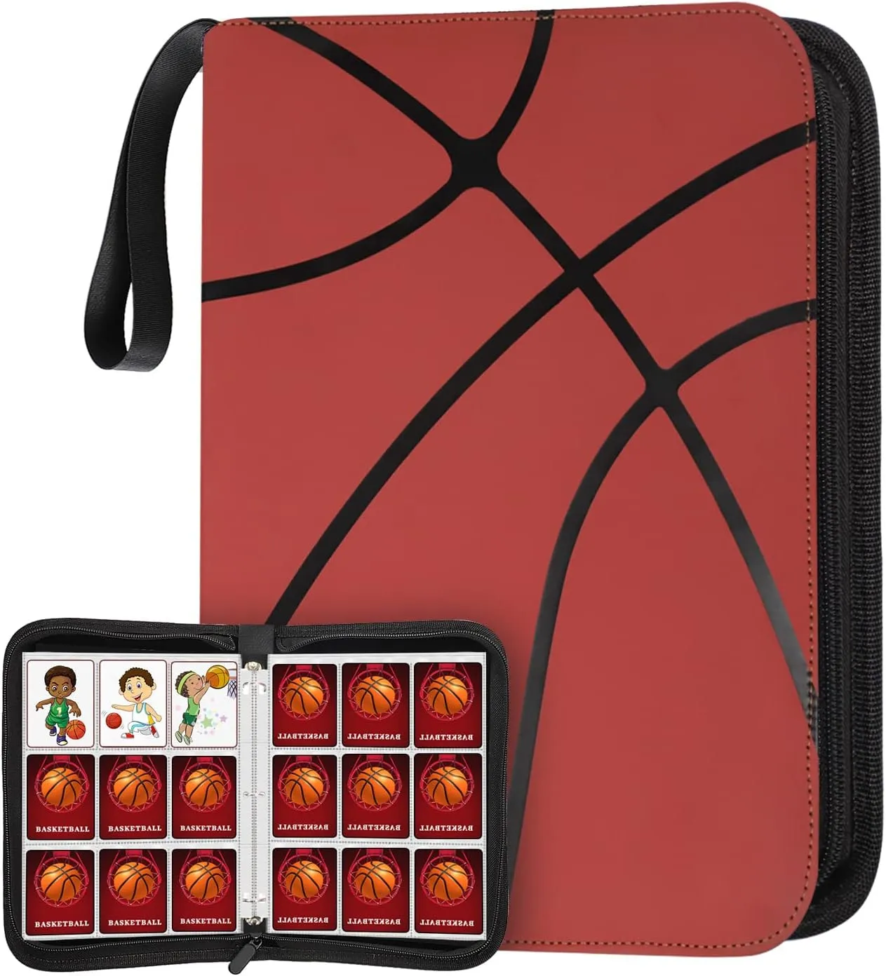 900 Pockets Basketball Card Binder Sleeves for Trading Cards, Carrying Case with Basketball Card Sleeves Album Holder Protectors for Football Baseball Sports Cards