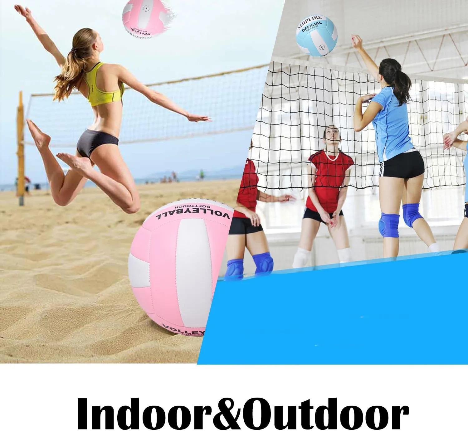 ABAJI Volleyball Official Ball Thicker PU Waterproof Anti-Explosion 15  Years Kids Girls Boys Indoor Training Game Outdoor Sand Beach Pool Play Pump Needle