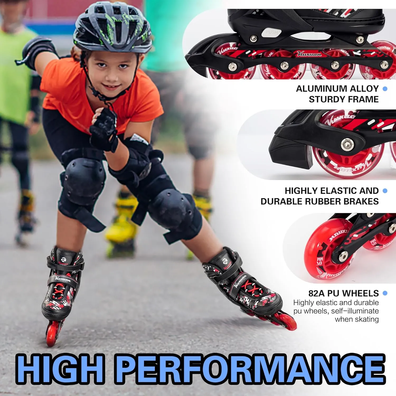 Adjustable Inline Skates for Kids and Teens, Boys Girls Women Beginner Fun Illuminating Skates Outdoor and Indoor