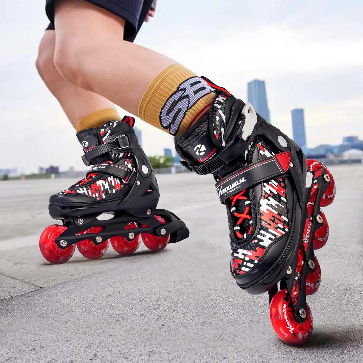 Adjustable Inline Skates for Kids and Teens, Boys Girls Women Beginner Fun Illuminating Skates Outdoor and Indoor