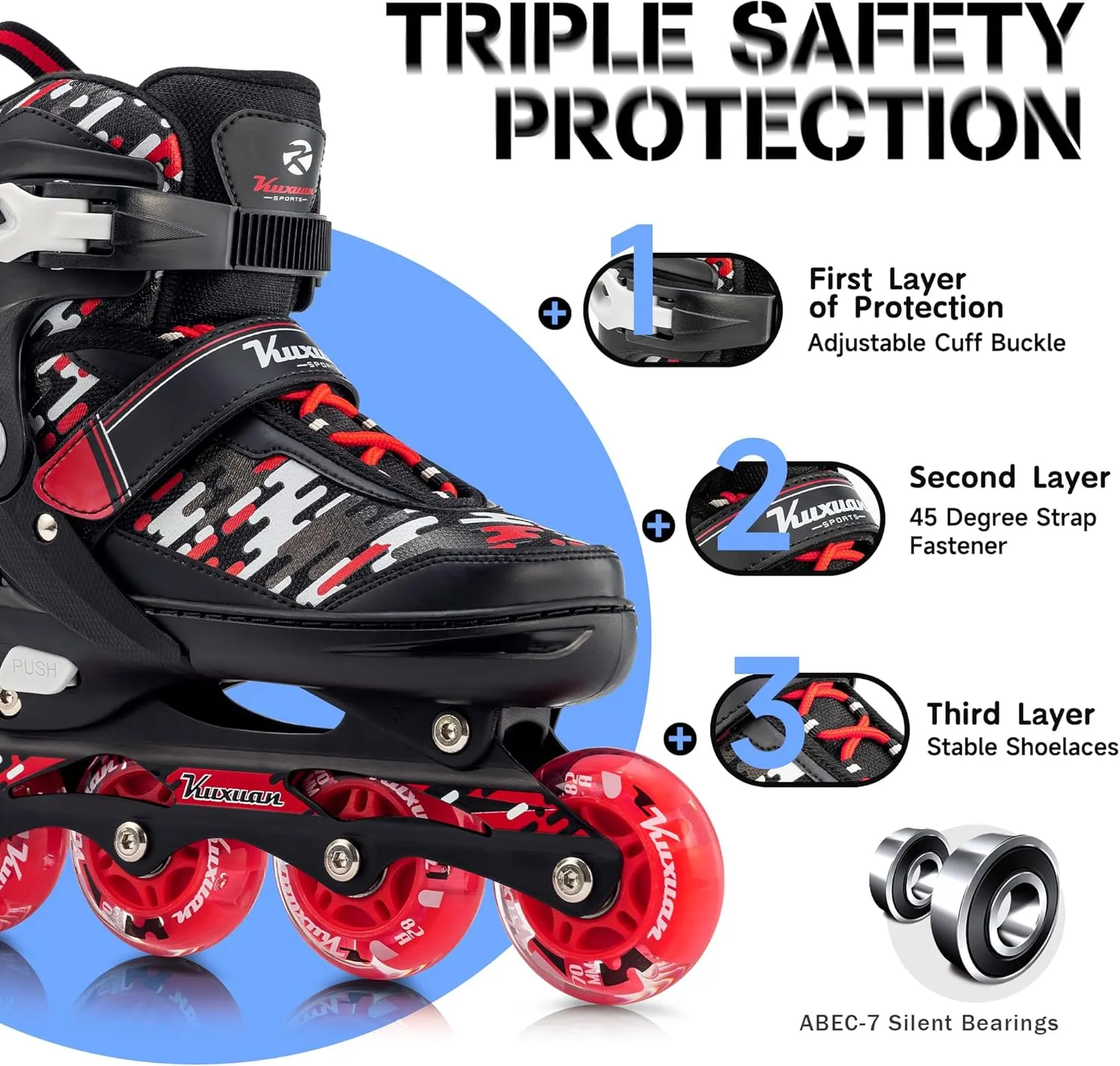 Adjustable Inline Skates for Kids and Teens, Boys Girls Women Beginner Fun Illuminating Skates Outdoor and Indoor