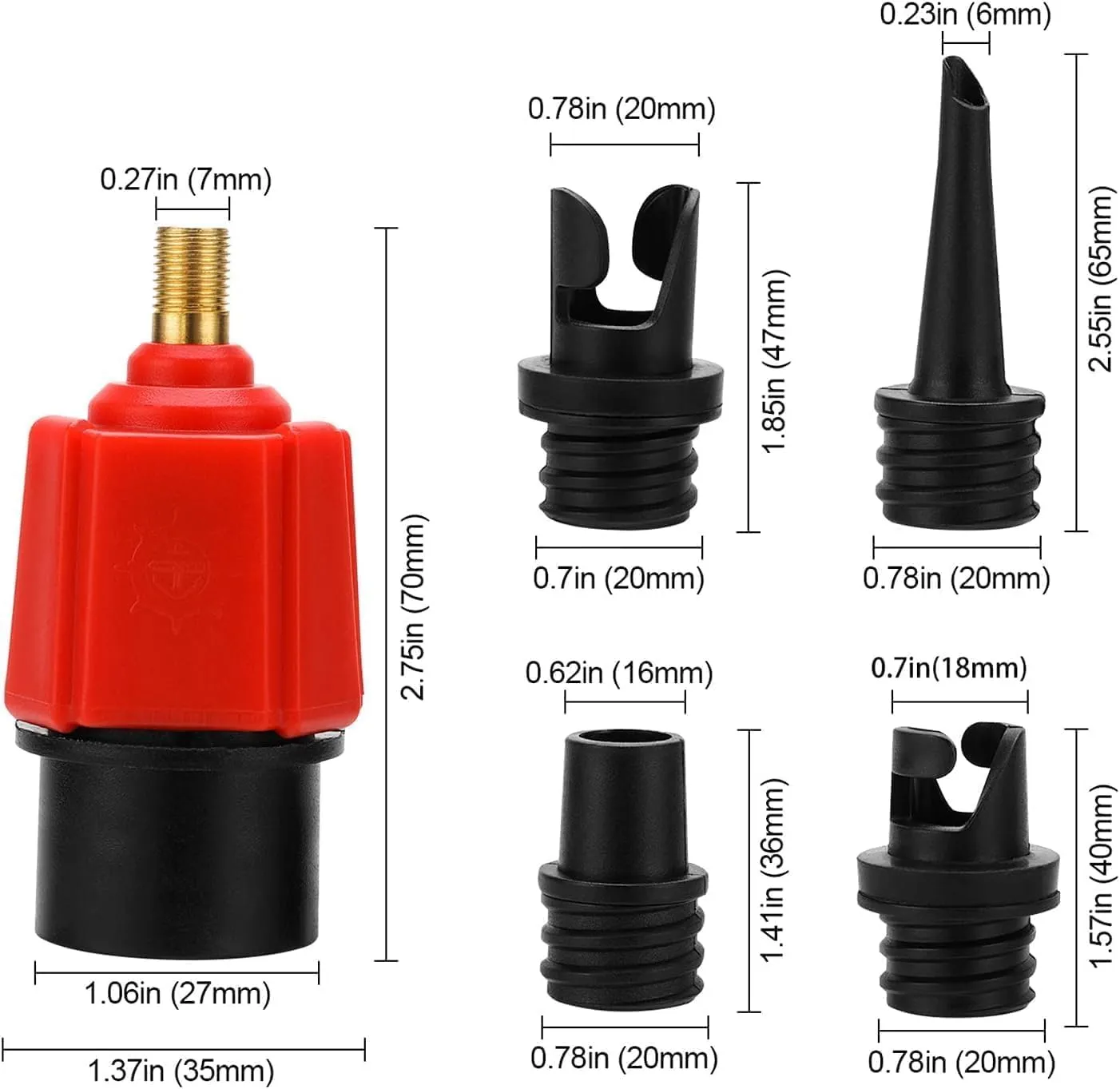 Air Valve Adaptor Multifunction Inflatable SUP Schrader Valve Adapter Accessories Air Pump Converter for Valves Kayak Inflatable Boat Raft Foot Pump Electric Pump