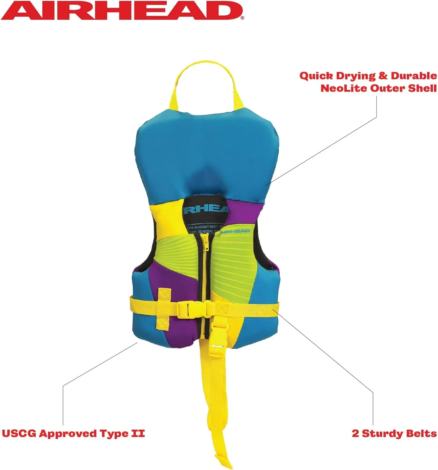Airhead GNAR Child and Infant Kwik-Dry Neolite Flex Life Jacket, US Coast Guard Approved