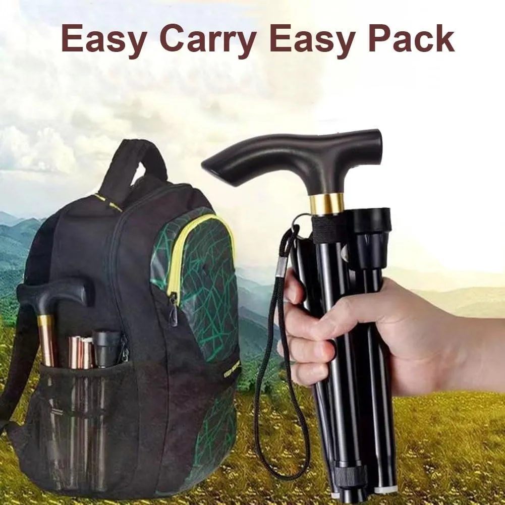 Aluminum Alloy Walking Sticks & Foldable Anti-Slip Hiking Stick - Length Adjustable for Elderly