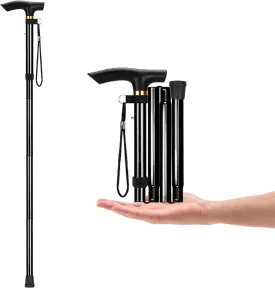 Aluminum Alloy Walking Sticks & Foldable Anti-Slip Hiking Stick - Length Adjustable for Elderly