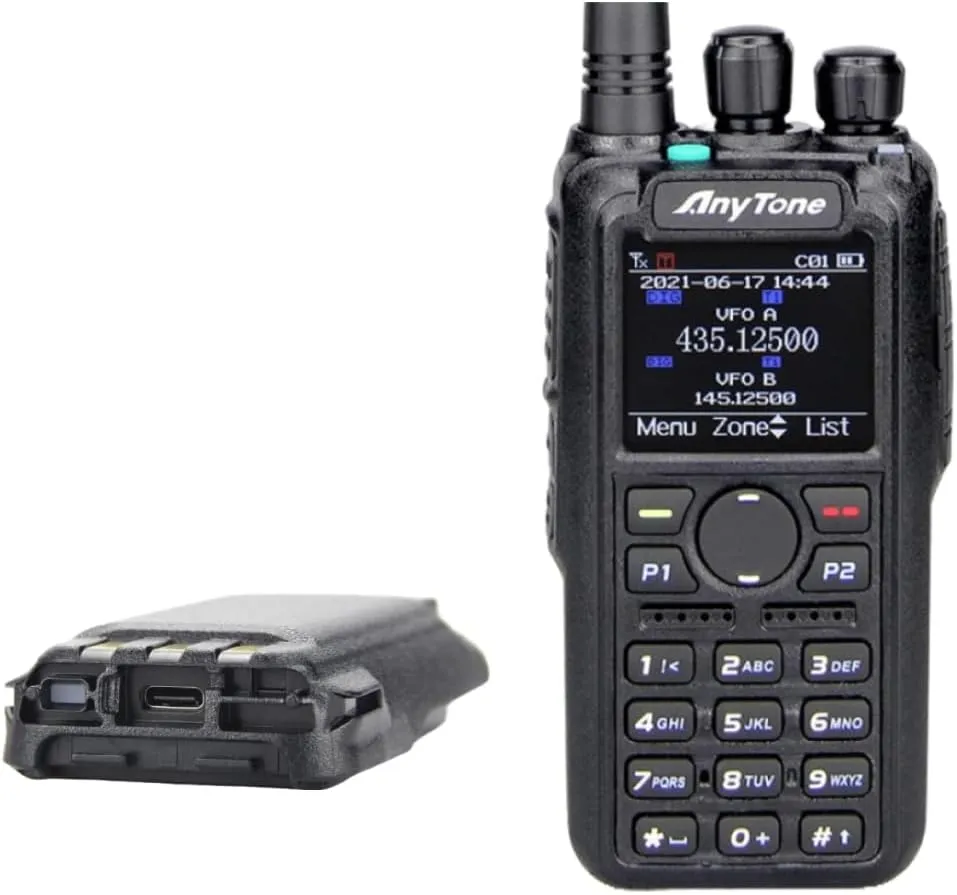 Anytone AT-D878UVII Dual-Band VHF/UHF DMR Handheld - Commercial Model with GPS, APRS TX, and USB Type-C Battery.