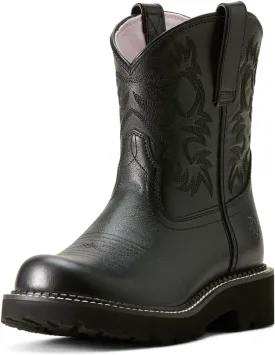 ARIAT Womens Fatbaby Embroidered Round Toe Pull On Casual Boots Ankle Low Heel 1-2" - White