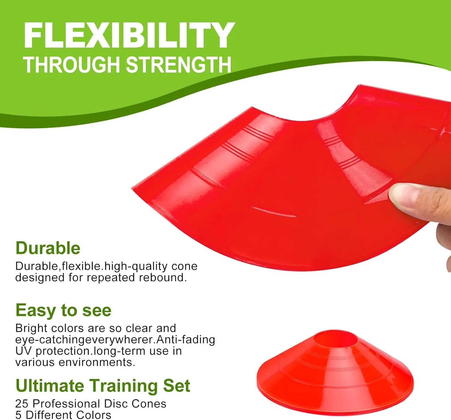 Ashsajkd(Set of 25/50/100 - Agility Soccer Cones with Carry Bag and for  Football Cones for TrainingFootball, Basketball, Coaching, Agility Cones for Indoor and Outdoor Games