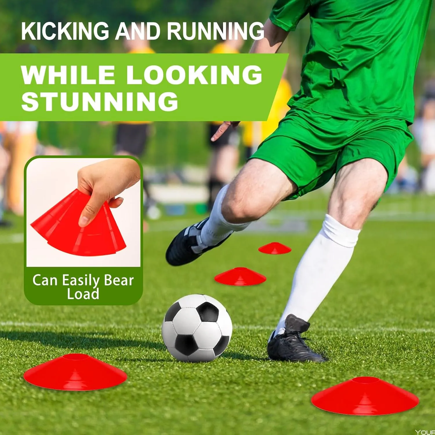 Ashsajkd(Set of 25/50/100 - Agility Soccer Cones with Carry Bag and for  Football Cones for TrainingFootball, Basketball, Coaching, Agility Cones for Indoor and Outdoor Games