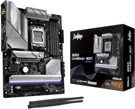 ASRock AMD B850 LiveMixer WiFi 7 Socket AM5 Ryzen 9000/8000/7000 Series DDR5 8000  (OC) MHz 256GB ATX Motherboard M.2 SATA3 6.0 Gb/s PCIe 5.0 BIOS Flashback 1 HDMI 1 DisplayPort