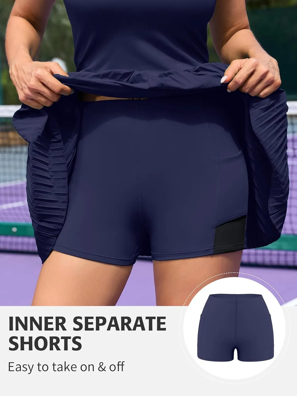 ATTRACO Tennis Dresses for Women with Shorts Pockets and Bra V Neck Racerback Golf Outfits