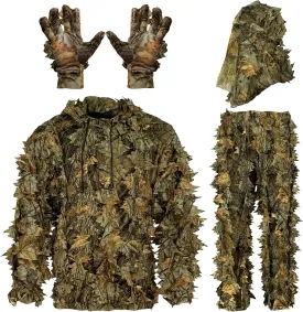 AYIN Ghillie Suit For Men, Hunting Suits 3D Leaf Bush Gillie Suit Camo Turkey Hunting, Hooded Gillies Camo Hunting Suits