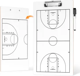Basketball Coaching Board, Double-Sided Tactical Marker Board with Full and Half Court, Dry Erase Clipboard for Basketball Coaches, Includes a Marker