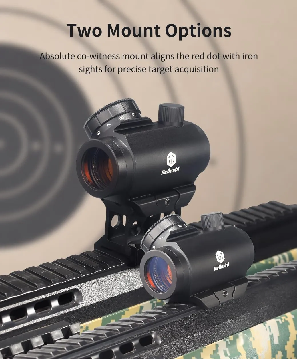 Beileshi Red Dot Sight, 4 MOA Compact Red Dot Gun Sight Rifle Scope with 1 inch Riser Mount