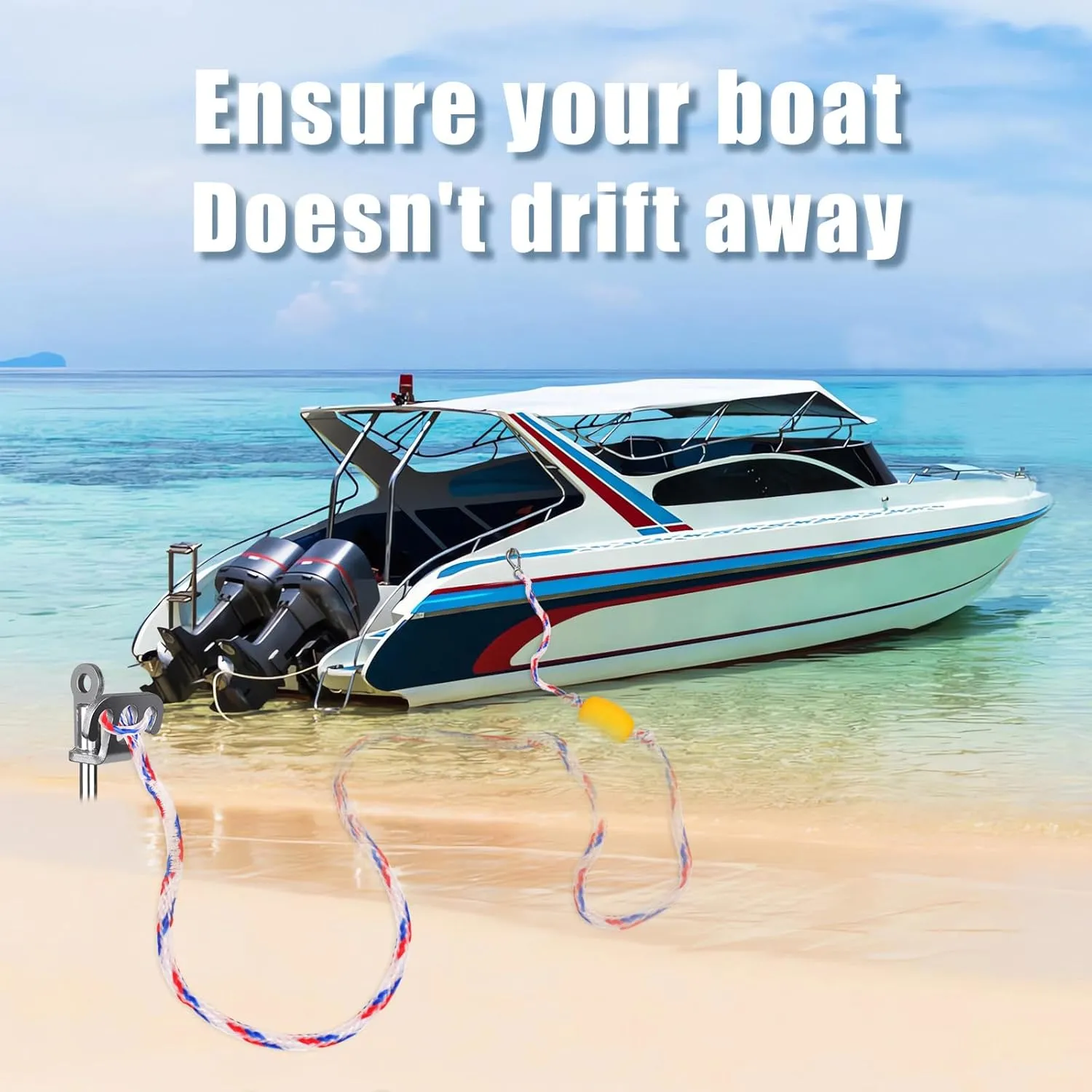 BeneLabel 17" Sand Anchor for Boat with 32ft Ropes Screw in Boat Anchor Pole Stainless Steel Shallow Water Boat Beach Anchor for Sandbar, Jet Ski Anchor, Kayak Anchor, Pontoon Boat