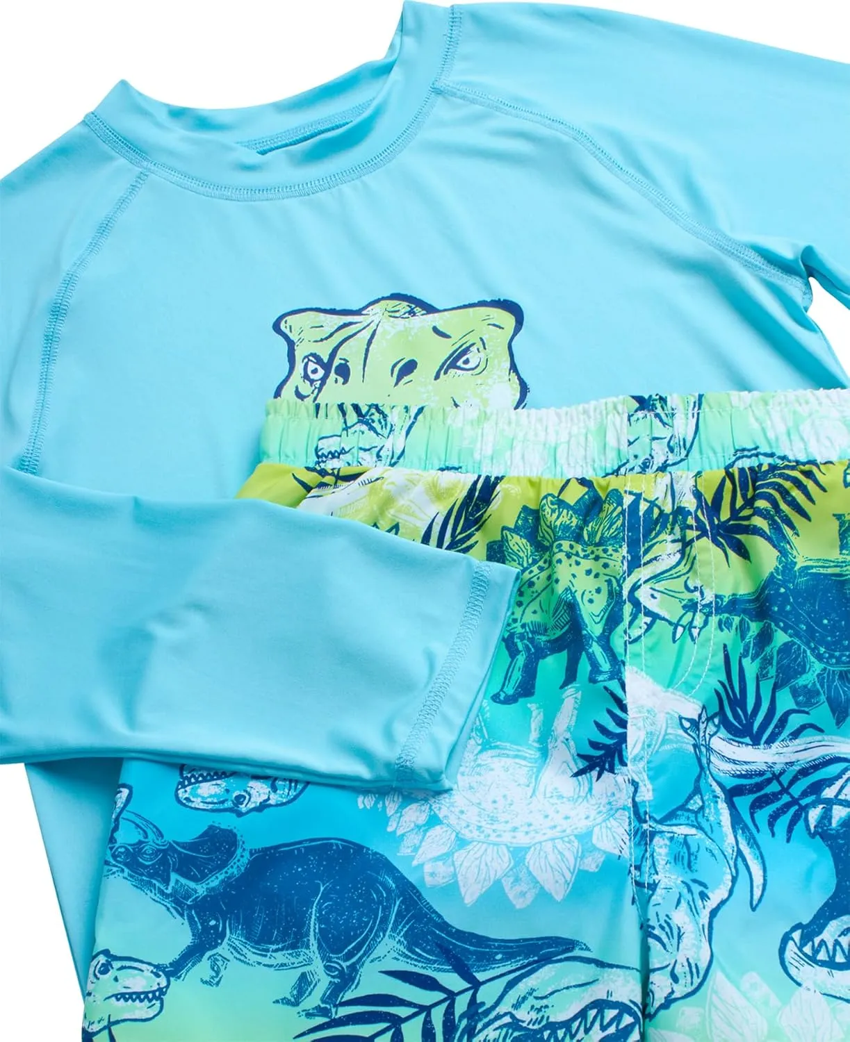 Big Chill Boys Rash Guard Set - 2 Piece UPF 50  Long Sleeve Swim Shirt and Bathing Suit Swim Trunks for Boys (Sizes: 4-14)