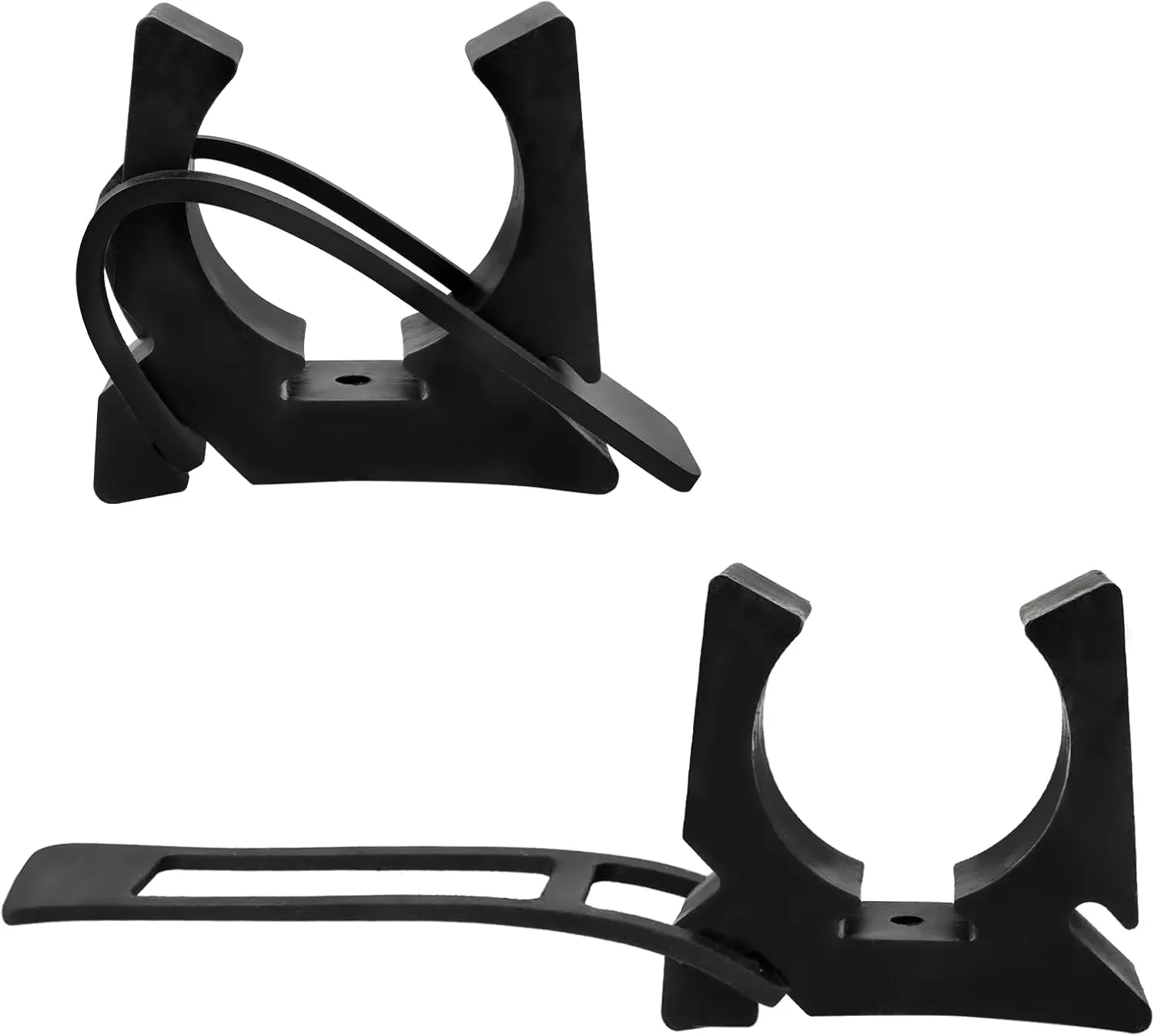 Black Rubber Spring Clamp Oar & Pole Holders with Rubber Strap, Marine Spring Clips Quick Release Boat Hook Holders Set for Gaff, Anchor, Oar, Paddle, Push Pole, Pack of 2
