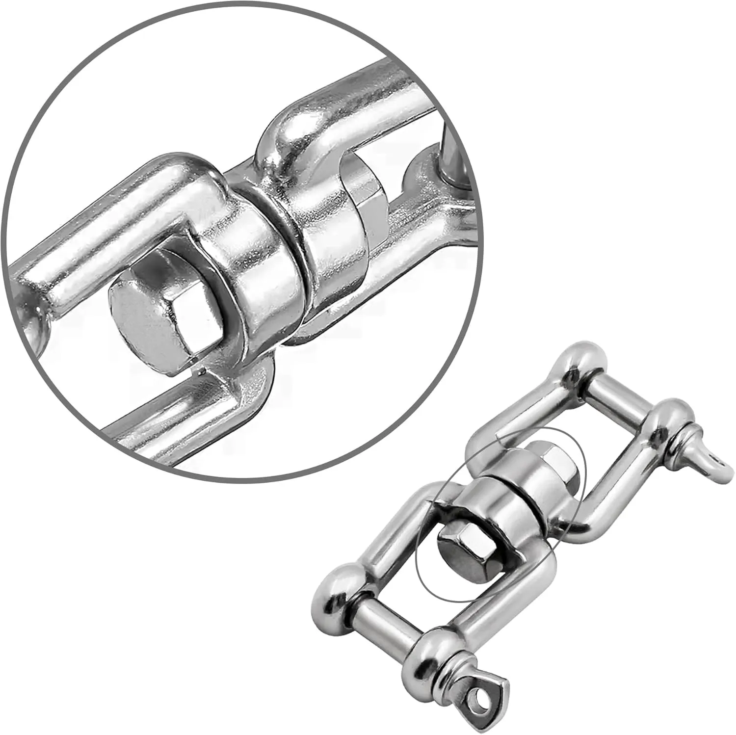 Boat Anchor Swivel Shackle 1/4 inch 5/16 inch 3/8 inch 1/2 inch (4 Size) Jaw - Jaw Anchor China Swivel Connector 316 Stainless Steel Marine Grade Double Shackle