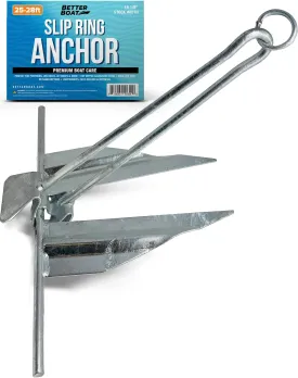 Boat Anchor with Slip Ring, Fluke Design for Pontoon, Jon Boat, or Small Boats, Galvanized Steel Marine Grade, Suitable in Sea and Lake, 5 lb Anchor for Boats