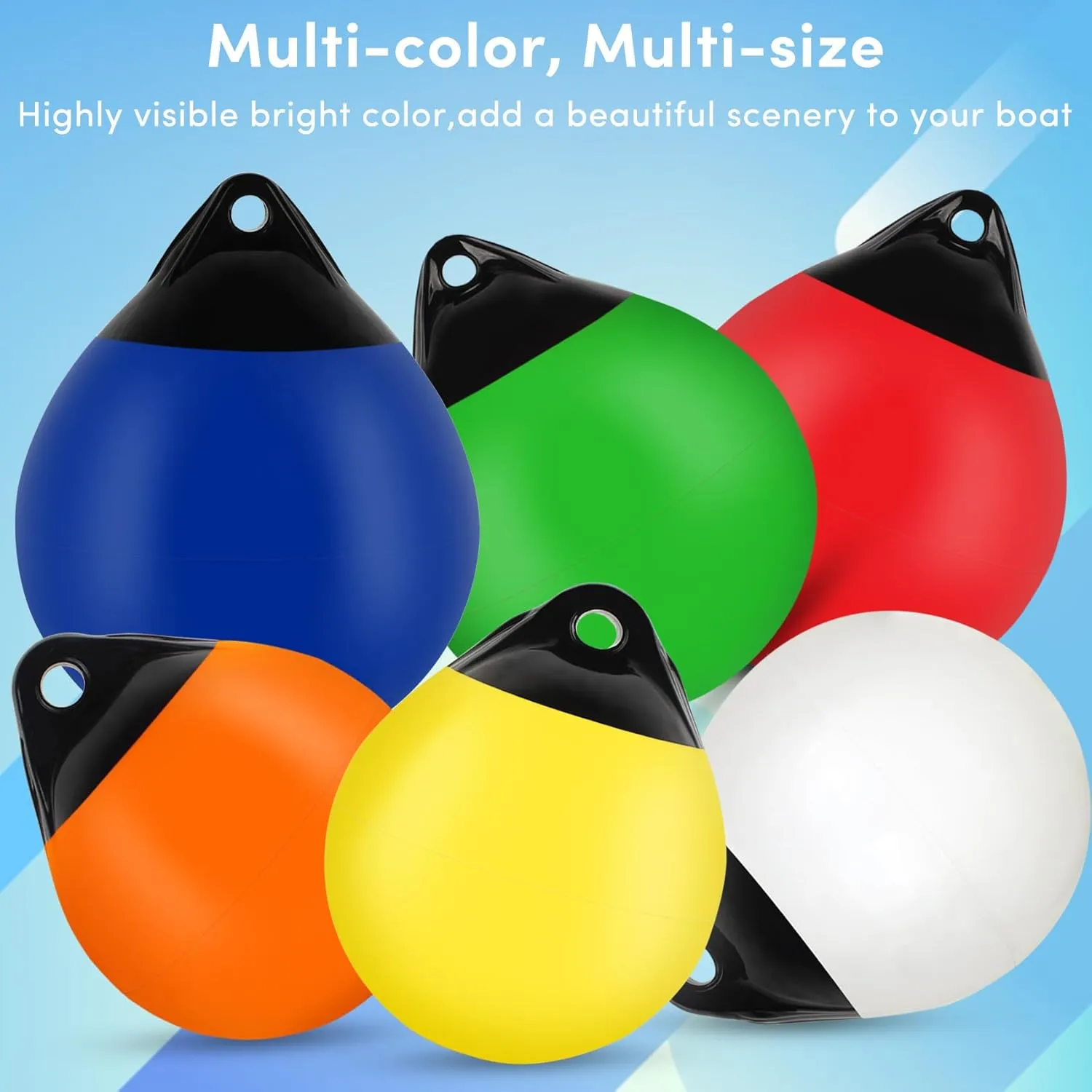 Boat Mooring Buoy 10/12/15 inch,Round Boat Fender Ball Boat Buoy Ball,Inflatable Boat Fender Dock Bumper Ball Anchor Buoy Suitable for Yachts Marinas Sailboats Ski Boats