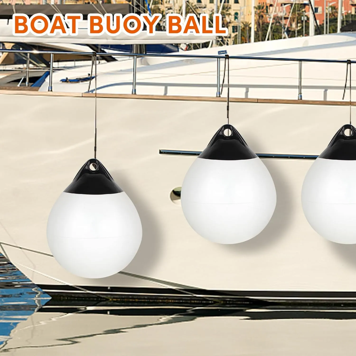 Boat Mooring Buoy 10/12/15 inch,Round Boat Fender Ball Boat Buoy Ball,Inflatable Boat Fender Dock Bumper Ball Anchor Buoy Suitable for Yachts Marinas Sailboats Ski Boats