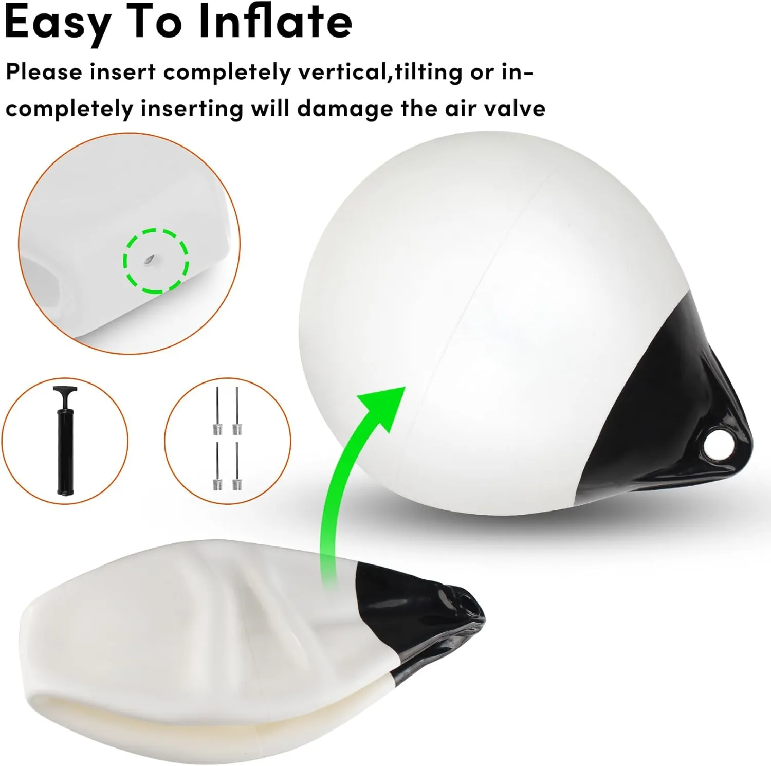 Boat Mooring Buoy 10/12/15 inch,Round Boat Fender Ball Boat Buoy Ball,Inflatable Boat Fender Dock Bumper Ball Anchor Buoy Suitable for Yachts Marinas Sailboats Ski Boats