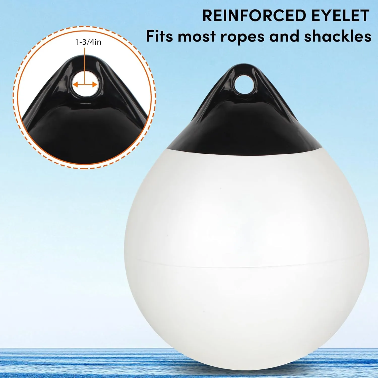 Boat Mooring Buoy 10/12/15 inch,Round Boat Fender Ball Boat Buoy Ball,Inflatable Boat Fender Dock Bumper Ball Anchor Buoy Suitable for Yachts Marinas Sailboats Ski Boats