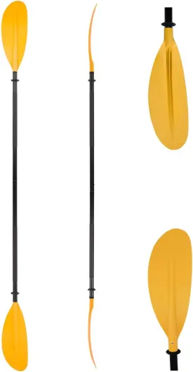 Boat Portable Yellow Oars Paddleboard Kayaks Paddles Heavy Duty Aluminum Shaft and Polyethylene Nylon Blades Adjustable Holes Lock for Surfing Beginner