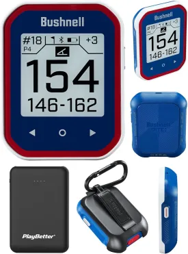 Bushnell Phantom 3 (Blue) Slope Golf GPS Handheld Bundle - Touchscreen, Auto Course & Hole Recognition, Auto-Prompt Score Entry with PlayBetter Portable Charger, Belt Clip & Carabiner