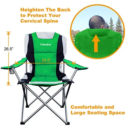 Camabel Folding Camping Chairs Hold Up 400lbs Large Outdoor Lawn Chair Ireland Green Model No. ET323