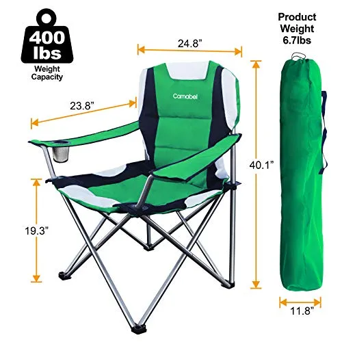 Camabel Folding Camping Chairs Hold Up 400lbs Large Outdoor Lawn Chair Ireland Green Model No. ET323