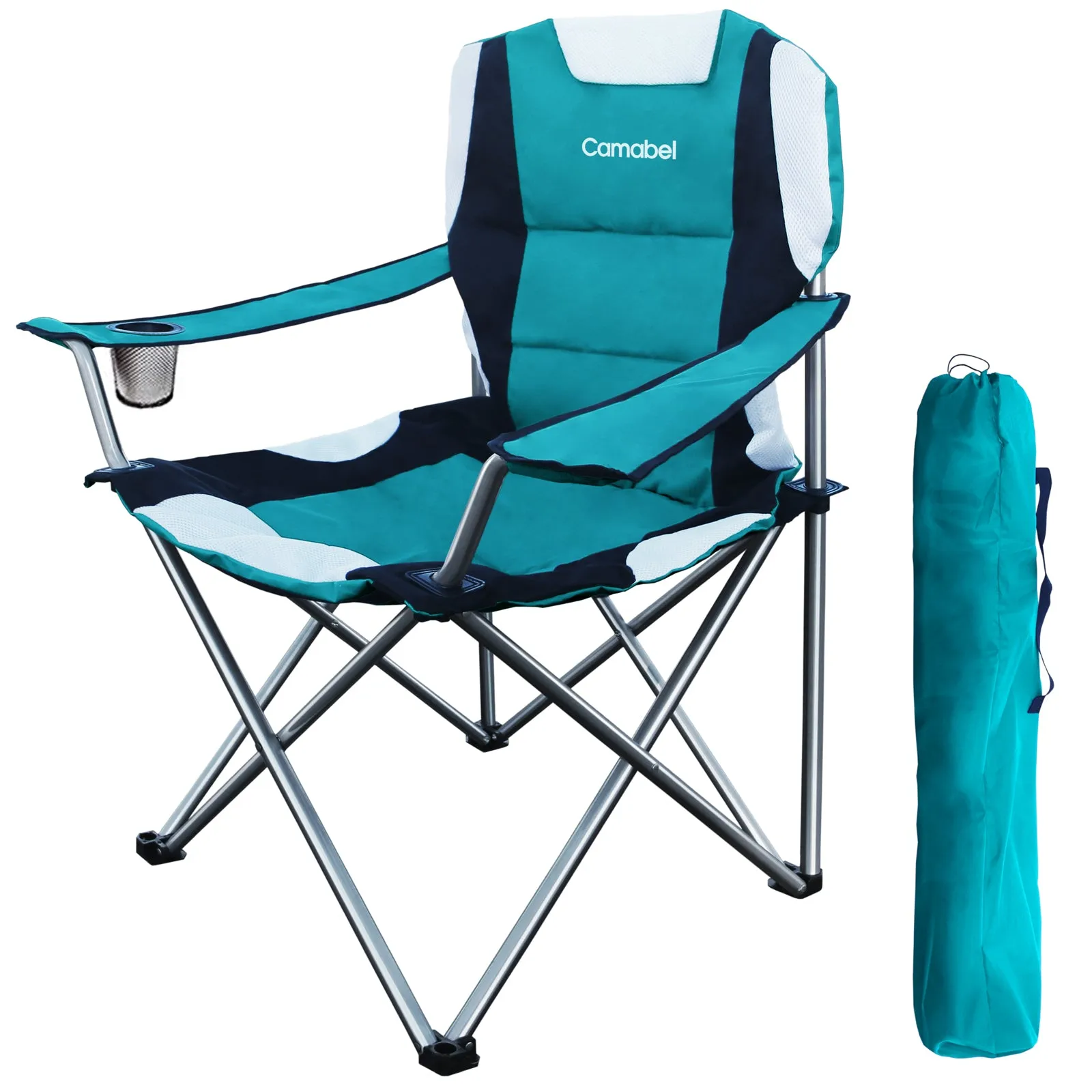 Camabel Folding Camping Chairs Hold Up 400lbs Large Outdoor Lawn Chair Lake Blue Model No. ET326
